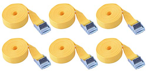 6 Stück Spanngurte Zurrgurt Mit Ratsche, Befestigungsriemen Fahrradträger, Schnellspanngurt Gepäckspanner Elastisch, Für Camping Outdoor Und Autotransport Usw (25mm*2m, gelb)