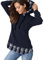 Aitos Hoodies Damen Pullover Kapuzenpullover Sweatshirt Pulli Zweifarbige Longsleeve Tops Doppelte Kapuzenpulli Casual,Z Marine,L