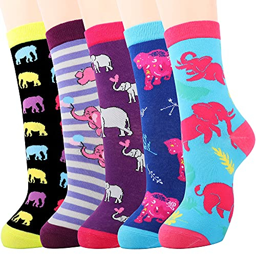 Jeasona Elephant Socks for Women 4-7 Elephant Gifts for Women for Girls Animal Socks Cute Cotton Christmas Gifts