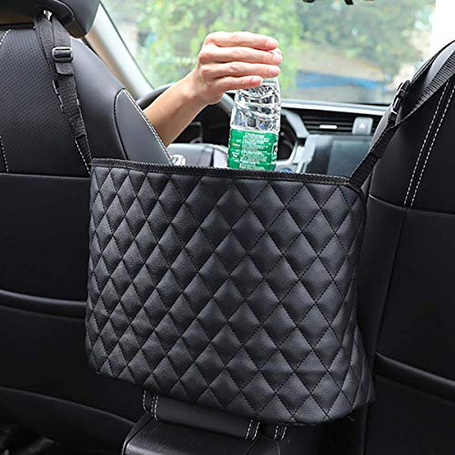 Auto Mesh Handtasche Organizer - Netz Handtaschenhalter für Autositz Leder Aufbewahrung zwischen Vordersitzen für LKW Schwarz