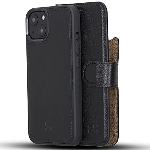 Bouletta Leather Wallet Case for iPhone 13 Mini (5.4'') - Magsafe Flip Folio Cases Magnetic Detachable RFID Phone Cover with 3 Card Slots Black