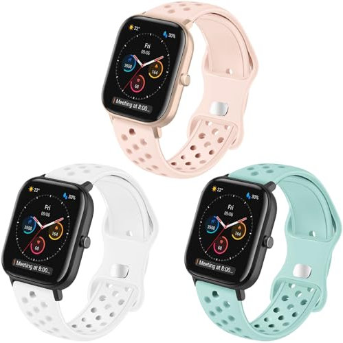 Hatolove Cinturino per GTS/GTS 2/2 Mini/2e/GTS 3, 20 mm Cinturino sportivo in silicone morbido per GTR 42 mm/Bip/Bip Lite/Bip S/Bip U/Bip U Pro/Bip S Lite/Galaxy Watch 4/4 Classic