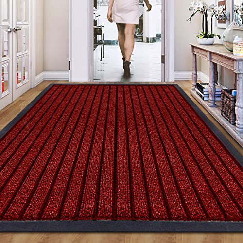 B&B Doormats, Door Mats Outdoor Indoor, Non Slip mat Entrance Rug, Indoor Floor Mat, Dirt Trapper Door Mat Outdoor Mat for patio, Multi Purpose Doormats (120 x 150 cm - Red)