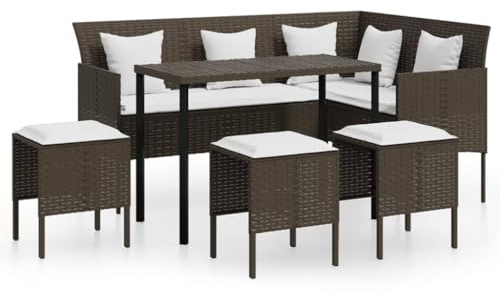 vidaXL Sofagarnitur in L-Form 5-TLG. mit Kissen Gartenmöbel Sitzgruppe Sofa Lounge Gartenset Garten Garnitur Gartensofa Poly Rattan Braun