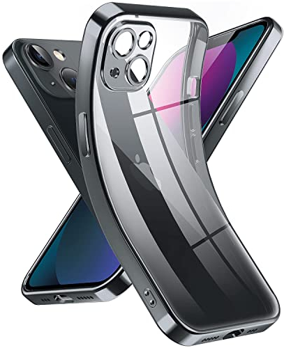 Supdeal Crystal Clear Hülle für iPhone 13, Niemals gelb mit Kameraschutz, Silikon Durchsichtig Handyhülle Weicher Passform, Ultra Dünn und Leicht Case Cover, 6,1 Zoll, Schwarz