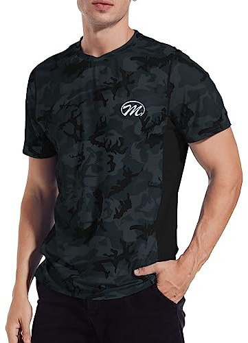 MEETWEE T-Shirt Homme, Tee Shirt Sport Manche Courte Rashguard Rash Vest Anti-UV UPF 50+ Sun Protection Tops Running Fitness Surfing