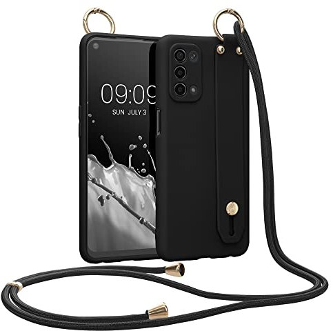 kwmobile Hülle kompatibel mit Oppo A74 (5G) / A54 (5G) - Handyhülle mit Schlaufe Ring - Handy Cover Case in Schwarz