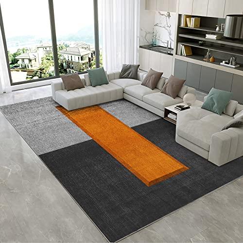 Teppich Teppich Outdoor,Lichtbeständiger Teppich Schwarz Grau Orange Minimalistisches Design Sofa Wohnzimmer,esstisch Teppich 180x280cm
