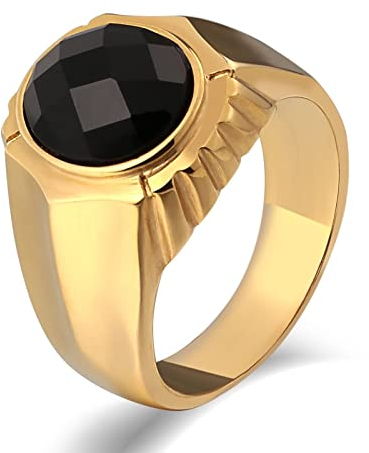 Ringe für Herren, Men Ring Stainless Steel Breit Runden Punk Ringe Damen Gold Geschenk Mann