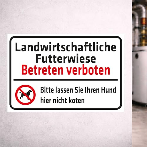 INDIGOS UG - Aufkleber Warnung - Landwirtschaftliche Futterwiese - 400x300 mm - Hinweisschild Warnschild Sicherheitsschild - Sticker - für Innen und Außen