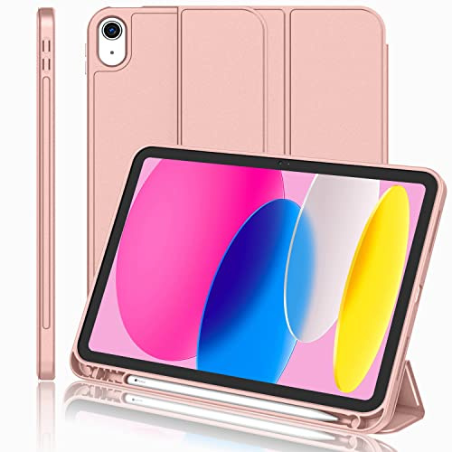 iMieet Schutzhülle für iPad (A16) der 11. Generation/iPad 10. Generation [27,9 cm (11 Zoll) 2025/10,9 Zoll 2022] mit Stifthalter, dreifach Faltbarer Ständer, Smart Cover mit weicher TPU-Rückseite