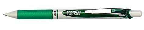 Pentel BL77E-DX EnerGel Eco Retractable Gel Rollerball Pen - Made with 79% Recycled Materials - Green Ink