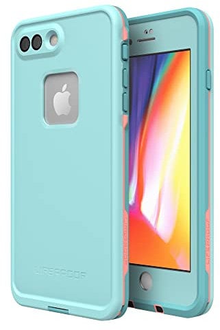 LifeProof FRĒ Series Waterproof Case for iPhone 8 Plus & iPhone 7 Plus (Only) - Non-Retail Packaging - Wipeout (Blue Tint/Fusion Coral/Mandalay Bay)
