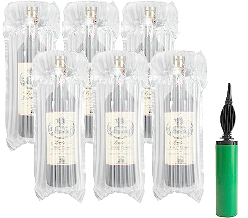 YKUKIZEE 30 Pack Inflatable Wine Bottle Protector Sleeve Bags Reusable, Wine Bottle Packaging, Column Bubble Wine Wrap Cushion with Pump for Shipping Travelling Transportation