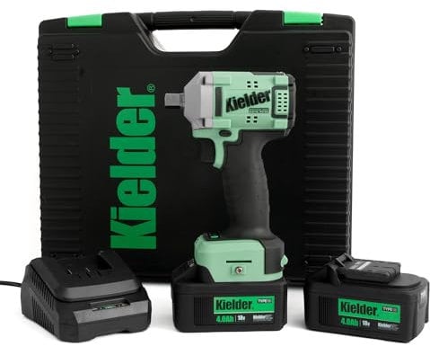 Kielder KWT-040-02 18v Brushless Cordless 1/2 400Nm Ultra Compact Impact Wrench Kit, 2 x 4.0Ah Li-ion TYPE18 Battery, Charger & Case