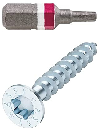Universalschraube ASSY | CSMP Stahl verzinkt | 5 x 50 Vollgewinde | Senkfrästaschenkopf RW | 50 Stück mit BIT