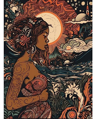 Artery8 Gaia Mother Nature Modern Art Nouveau Folk Art Extra Large XL Wall Art Poster Print