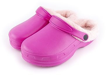 R-ISLAND Clog Classic, Sabots d'hiver pour femme, avec doublure chaude, imperméable, avec semelle antidérapante, confortable, pour maison, chambre, salon., rose, 41 EU
