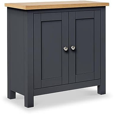 RoselandFurniture Farro Charcoal Grey Small Cupboard for Bathroom | Fully Assembled, 2 Door Cabinet with Shelf, Painted Finish, Contemporary Style, H75cm W75cm D33.5cm