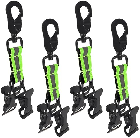 Abiemuce 4 Stück Handschuhhalter, Handschuh Halterung Gürtel, Feuerwehr Handschuhhalter, Handschuh Clip mit Metall-Karabiner, Handschuhclip Handschuhhalter von Handschuhen Handtüchern (Grün) (A)