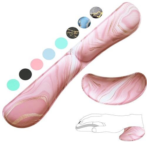 ZIBLY Wrist Rest Keyboard and Mouse Set - Non-Slip Ergonomic Wrist Cushion Support Pad - Easy Typing, Pain Relief – Premium Silky Gel Memory Foam for Work from Home Gaming Computer Laptop