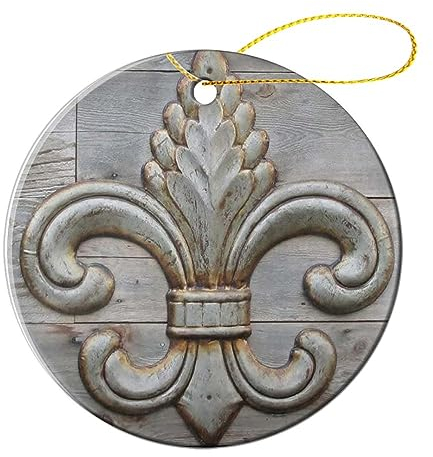 Ornamente Für Weihnachtsbaum Zinn-Fleur-De-Lis-Detail Christbaum Baumschmuck Anhänger Christbaum Hängeornamente Weihnachts Ornamente 7.3Cm