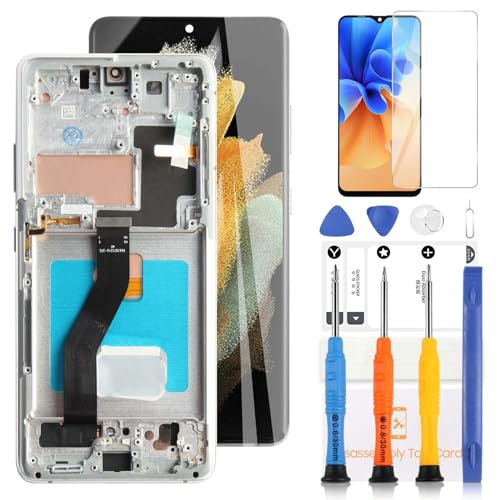OLED Écran LCD pour Samsung Galaxy S21 Ultra 5G SM-G998B SM-G998B/DS SM-G998U SM-G998W Remplacement de l'écran LCD Écran Tactile Digitizer Assemblée avec Outils(Noir avec cadre)