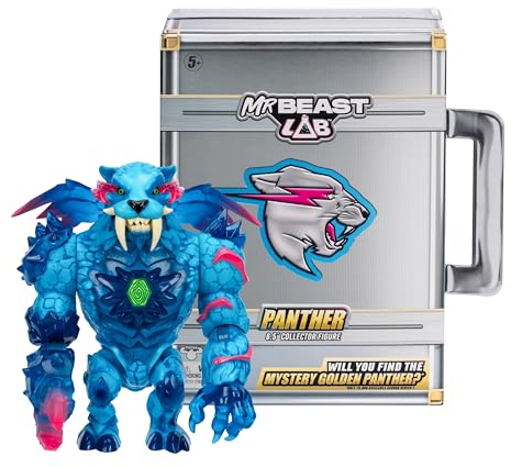 MRBEAST LAB Apex Beast Panther Sammelfigur, stehend bei 15,8 cm Höhe, mit extremen Details, Premium-Verpackung, 13 Gelenkpunkte und Chomp-Kiefer, 2 zum Sammeln