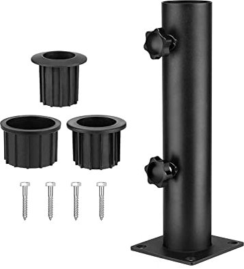 Leisurealeaneag Umbrella Base Stand Tube Replacement Parasol Steel for Docks Balcony Outside, Four Holes Fixed, Length 30 cm