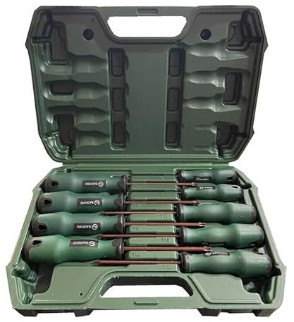 Serie 9 Pezzi Cacciaviti Torx a Stella da T6 a T40 con Foro Cacciavite Torx Punta Magnetica con Manico in Gomma Antiscivolo