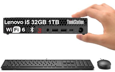 Lenovo ThinkStation P360 Tiny Workstation (Intel 12-Core i7-12700T, 32 GB DDR5 RAM, 1 TB SSD, NVIDIA T1000 8 GB GPU) Mini PC desktop con tastiera IST, mouse, 3 anni di garanzia, Win 11 Pro, 2024