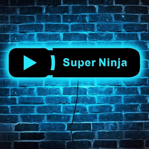 Letrero de neón personalizado para YouTube, Letrero de neón para nombre de YouTuber, Letrero para YouTube, Regalos para jugadores, Decoración para influenciadores de redes sociales