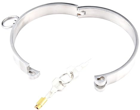 Ysaca Edelstahl Bondage Halsband mit Schloss und Schlüssel, SM Sexspielzeuge für Männer Frauen Paare (Durchmesser 118mm)