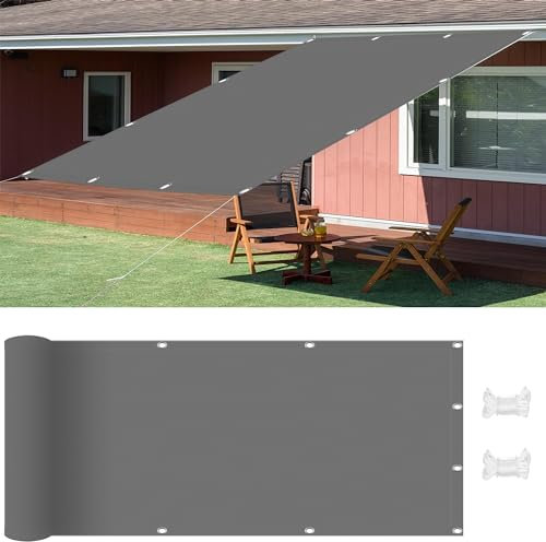 Voile d'ombrage Carré 1.3 x 7 m UV Protection Solaire Toile Ombrage Auvent Inclus Kit de Montage pour Pergola, Patio Lawn, Pet House, Gris Clair