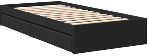 vidaXL Bettgestell mit Schubladen Schwarz 90x190 cm Holzwerkstoff
