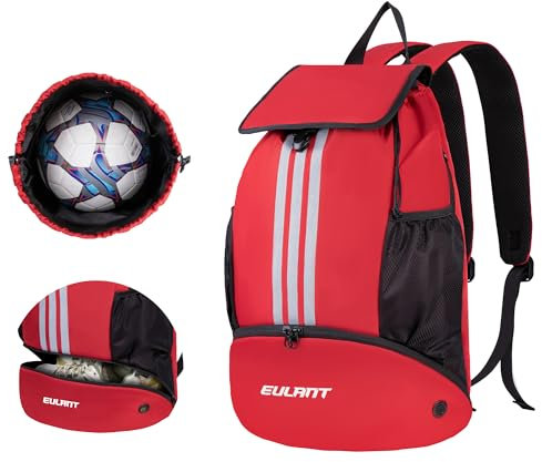 EULANT Fußball Rucksack mit Schuhfach, Multifunktionsrucksack mit bodenfach, Wasserdichter Sporttaschen für Basketball Volleyball Schwimmen Training Strand Yoga,Trockene Nassabscheidung,Pink
