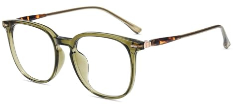 Firmoo Blaulichtfilter Brille ohne Sehstärke für Damen Herren TR Vollrandbrille gegen Augenbelastung Entspiegelte Nerdbrille (Grün)