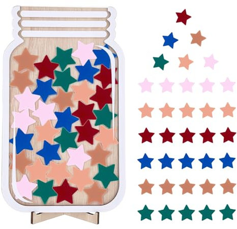ONECK Belohnungsglas für Kinder mit 36 Sternen, Belohnungssystem Klassenzimmer Große Belohnungsgläser für Gutes Benehmen Reward Jar Sterne Anreizglas aus Holz für Gebrauch zu Hauseund in der Schule