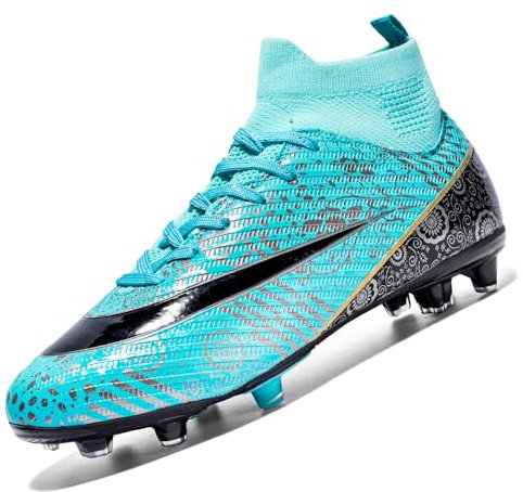 VTASQ Scarpe da Calcio Uomo High Top Spikes Tacchetti Professionale competizioni Scarpe da Allenamento Teenager Scarpe da Calcetto Prato Artificiale Moon 36EU