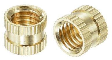 sourcing map M8 x 8mm(L) x 10mm(OD) Female Thread Brass Knurled Threaded Insert Embedment Nuts, 300Pcs