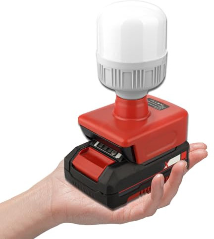 BTRUI Arbeitsleuchte für Einhell 18V Akku, 12W 1500lm LED Baustrahler mit E27 Bulbs, Taschenlampe Baustellenlampe, für Wartungsarbeiten,Camping und den Außenbereich(Nicht Akku)