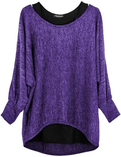 Emma & Giovanni - Maglie a Manica Lunga (2 Pezzi)- Donna (XL-XXL, Viola)
