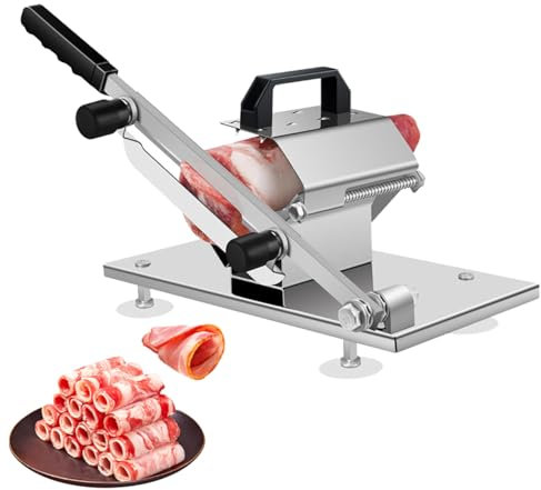 Beef and Mutton Roll Machine Stainless Steel Meat Slicer with Rubber Suction Cup for Hot Pot and BBQ Adjustable Meat Slice Thickness for Home Cooking