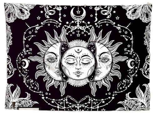 TMTGTS Tapisserie Wandbehang 180×230cm Sonne und Mond Wandteppich Gothic Wandtuch Psychedelic Teppich Abstrakte Wandtuch Hanging für Schlafzimmer Wohnzimmer Wohnheim Studio Zimmer Dorm Dekor(9#)