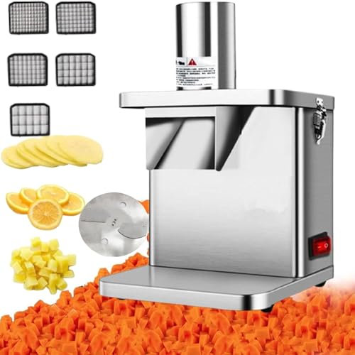 Electric Vegetable Chopper,250w Multifunctional Chopper Vegetable Cutter Slicer Dicer Machine Automatic Cutter for Onion Shredder Potato Slicer, Veggie Processor Commercial Home Use,Silver