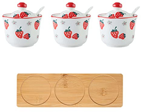 Tasses à café Boîte d'assaisonnement, sucrier à motif dessiné à la main avec couvercle, pot à sucre en forme de tasse à thé en céramique, accessoires à café, verseur à sucre, rangement de cuisine-Bauh