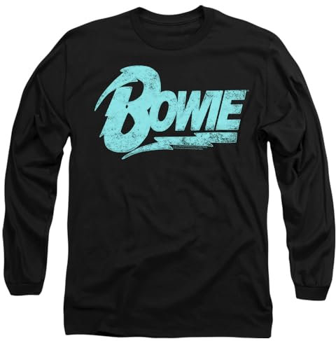 Cotton Soul David Bowie Logo Mens Long Sleeve T Shirt, Black, Large