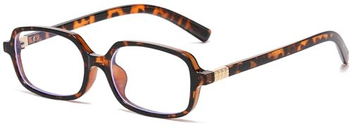 Long Keeper Blaulichtfilter Brille Damen 90er Jahre Rechteck Anti Blaulicht Computerbrille Blaulicht Blockierende Brille Quadratische Anti Blendung Brille (Braun Leopard)