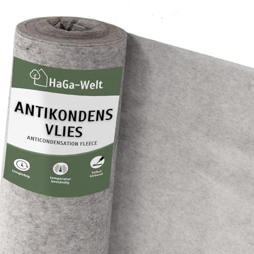 HaGa Fieltro anticondensación, 95 g/m², 5 m x 1,2 m de ancho, autoadhesivo para chapa trapezoidal, chapa de aluminio, chapa de techo, protección contra la humedad y la condensación