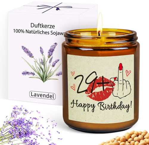 TUZELIYA 30 Geburtstag Frauen - 29+1 Kerzen Geburtstagsgeschenk - Geschenk für Frau Mama Freundin Schwester Tochter - Beste Freundin GeburtstagGeschenk - Duftkerzen im Glas - Lavendel-Duft
